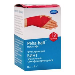 Бинт когезивный фиксирующий Peha-haft Color, 8 см x 4 м, красный, HARTMANN