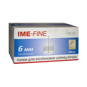 Ланцети (голки) IME-FINE 31G (0,26 мм)x6,0 мм, 100 шт.