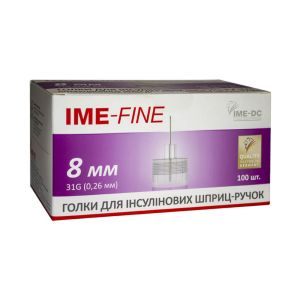 Ланцеты (иглы) IME-FINE 31G (0,26 мм)x8,0 мм, 100 шт.