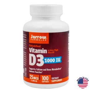 Витамин D3, 1000 МЕ, 100 капсул, Jarrow Formulas