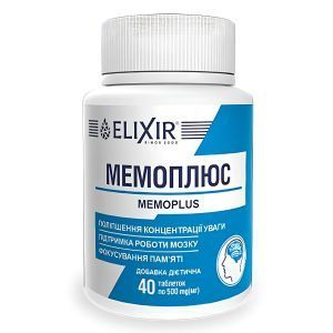 БАД Мемоплюс, 0,5 г, 40 таблеток, Эликсир
