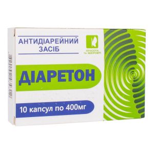 Диаретон (антидиарейное средство), 400 мг, 10 капсул, Красота и Здоровье