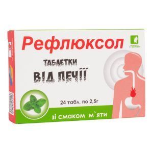 Рефлюксол от изжоги, 24 таблетки, со вкусом мяты, Красота и Здоровье