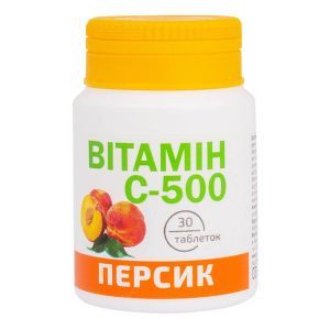 Вітамін С-500 зі смаком персика, 30 таблеток, Красота та Здоров'я