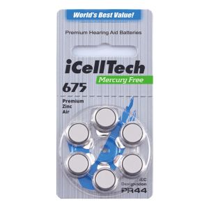 Комплект батарейок до слухового апарата, ICellTech А675, 6 шт.