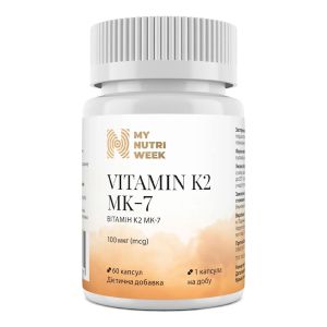 Вітамін К2-менахінон-7, 100 мкг, 60 капсул, My Nutri Week