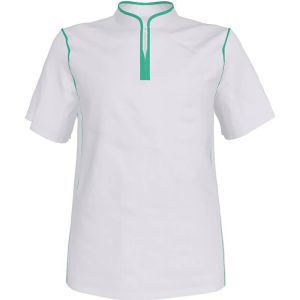 Медицинская блуза мужская, белая с мятными вставками, размеры 52-56