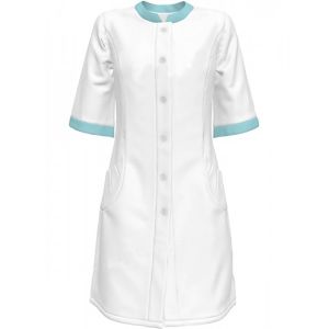 Медичний халат жіночий, білий з ніжно-зеленими вставками, розмір 48