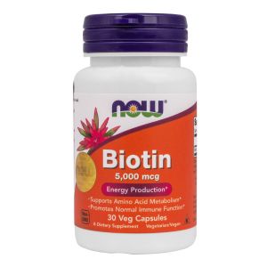 Биотин, 5000 мкг, 30 капсул, NOW Foods