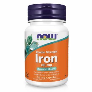 Железо (из бисглицината железа), 36 мг, 30 капсул, Now Foods