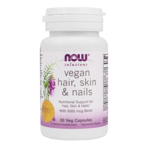 Комплекс витаминов для волос, кожи, ногтей вегетарианский Vegan HAIR, SKIN&NAILS, 30 капсул, NOW Foods