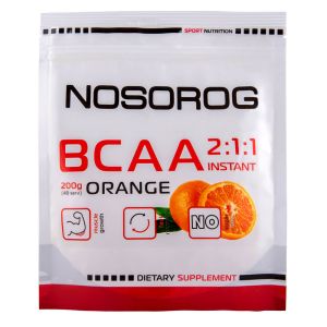 Аминокислотный комплекс BCAA 2:1:1, 200 г, апельсиновый вкус, Nosorog