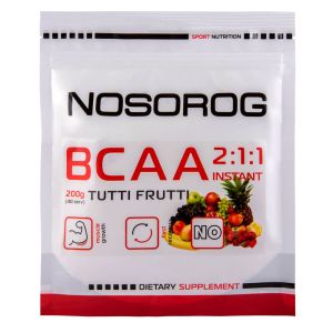 Амінокислотий комплекс BCAA 2:1:1, 200 г, смак туті-фрути, Nosorog