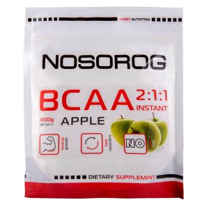 Аминокислотный комплекс BCAA 2:1:1, 400 г, яблочный вкус, Nosorog