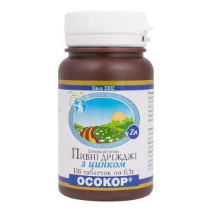 Дріжджі пивні "Осокор" із цинком, 0,5 г, 100 таблеток, Красота та Здоров'я