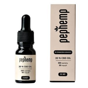 CBD-олія (канабідіол) 20%, 2000 мг КБД, смак кокоса, 10 мл, Pephemp