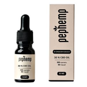 CBD-олія (канабідіол) 30%, 3000 мг КБД, смак кокоса, 10 мл, Pephemp