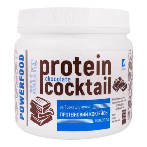 Протеиновый коктейль Powerfood, шоколад, 500г (в банке), Красота и Здоровье
