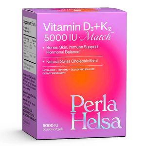 Вітамін Д3 5000 МО + К2 75 мкг, 60 капсул, Perla Helsa