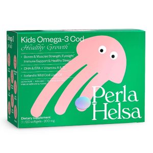 Омега-3 із тріски для дітей, з вітамінами A i D3, 300 мг, 120 капсул, Perla Helsa