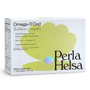 Омега-3 із тріски з вітамінами A і D3, 500 мг, 120 капсул, Perla Helsa