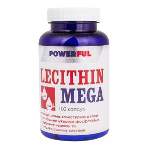 Лецитин "Мега POWERFUL", 1,0 г, 100 капсул, Красота та Здоров'я