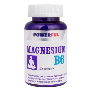 Магнезиум В6 POWERFUL, 1,0 г, 60 капсул, Красота и Здоровье