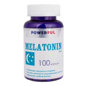 Мелатонін POWERFUL, 1 мг, 100 капсул, Красота та Здоров'я