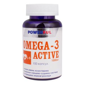 Омега-3 Актив POWERFUL,1000 мг, 100 капсул, Красота и Здоровье