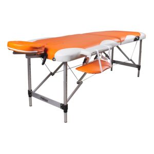 Масажний стіл 2-секційний алюмінієвий, помаранчевий/білий, Ridni Relax