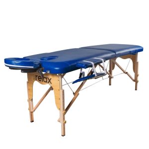 Массажный стол 2-секционный деревянный, голубой, Ridni