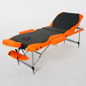 Масажний стіл King, 3-секційний, чорний/помаранчевий, RelaxLine