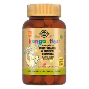 Комплекс мультивітамінів і мінералів для дітей Kangavites, 60 таблеток, зі смаком тропічних фруктів, Solgar