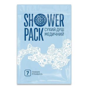 Сухий душ медичний, 7 пінних рукавиць, Shower Pack