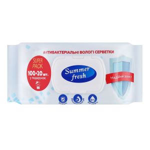 Влажные антибактериальные салфетки "Summer Fresh", 120 шт.