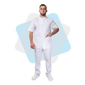 Медицинский коттоновый костюм Берлин, белый