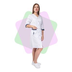 Медичний халат жіночий "Сінгапур", білий/синій