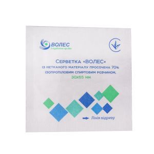 Серветка антисептична зі спиртовим просоченням, 65х30 мм