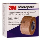 Пластир на паперовій основі Micropore, тілесний, 2,5 см х 9,1 м, 3М