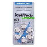 Комплект батарейок до слухового апарата, ICellTech А675, 6 шт.