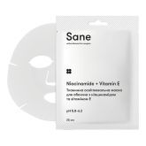 Маска тканинна для обличчя, освітлювальна, з ніацинамідом і вітаміном Е, Sane