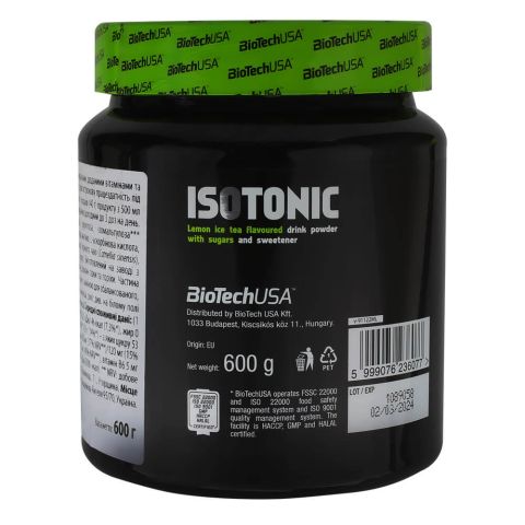 Изотоник Iso Tonic, 600г, со вкусом лимонного чая, BioTech