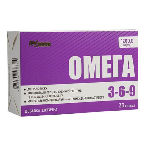 Омега-3-6-9, 1200 мг, 30 капсул в блистере, Красота и Здоровье