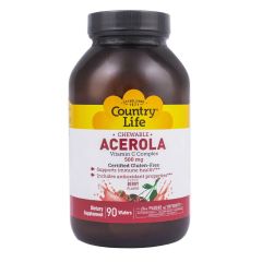 Ацерола вітамін С, 500 мг, 90 таблеток, Country Life 