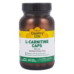 L-карнітин, 500 мг, 60 капсул, Country Life 