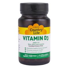 Витамин D3, 100 капсул, Country Life 