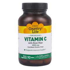 Витамин C и шиповник, 1000 мг, 90 таблеток, Country Life 