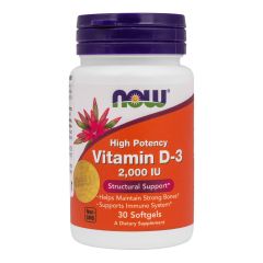 Витамин D3, 2000 МЕ, 30 капсул, NOW Foods