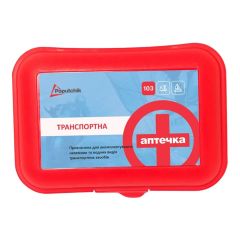 Аптечка автомобільна, пластиковий футляр, 21 вкладення, Poputchik