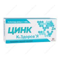 БАД "Цинк", К&Здоров'я, 15 мг, 60 таблеток